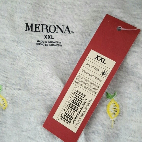 NEW Merona Plus Size Gray Embroidered Lemon Tee - Picture 7 of 8